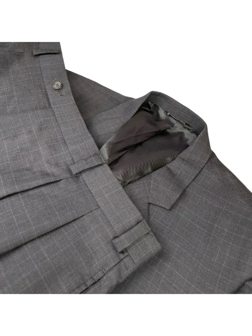 Stafford Men's 100% Wool 3-Button Suit Gray Plaid • 46R | 38x30